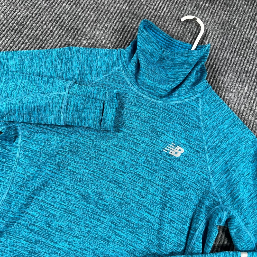 New Balance Pullover Shirt Womens Small Blue Long Sleeve Funnel Neck Active
